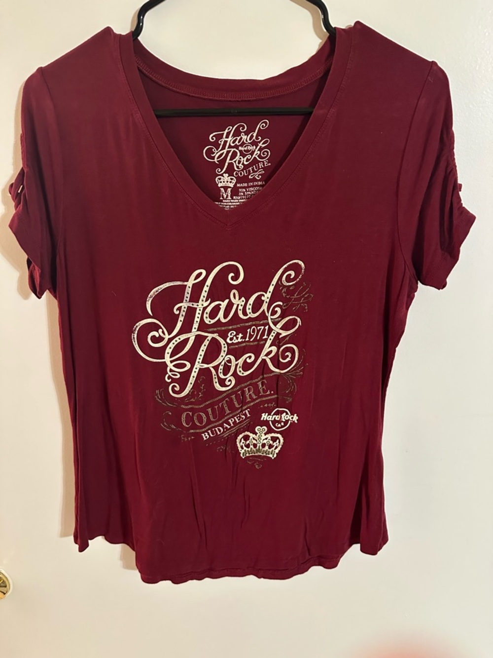 Hard Rock Cafe Burgundy V-Neck Graphic Tee